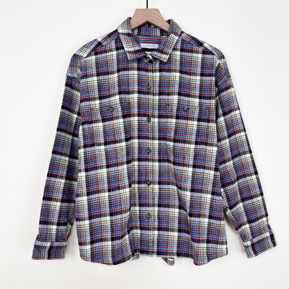 Outerknown Blanket Shirt Sierra Flannel Oversized Plaid Light Shacket Top Pride - Picture 2 of 10